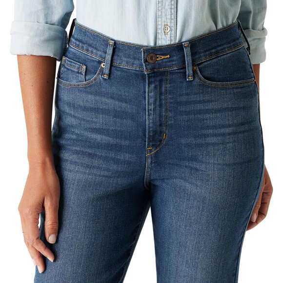 Women's High-Rise Wide Leg Jeans Plus Size Curve Contour Slim Fit Stretch - Picture 4 of 7